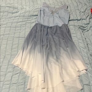 Light Blue to White Ombre Flow Dance costume